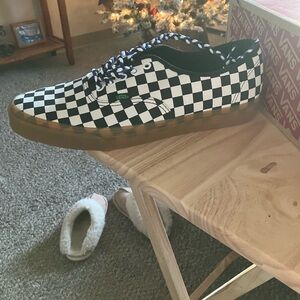 Vans Checkered Black and White Sneakers with Gum vans